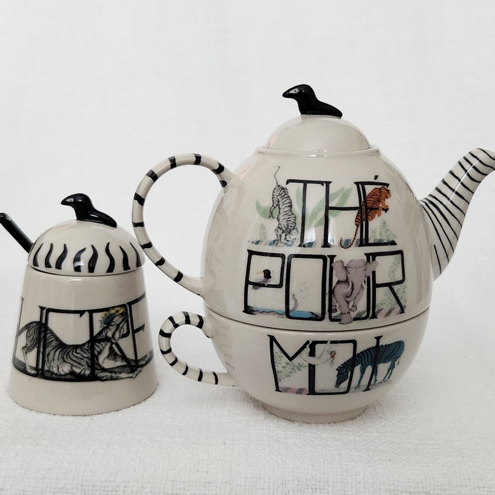 Anthropologie Florence Balducci Teapot & Sugar Bowl - The Pour Moi Tea for Me